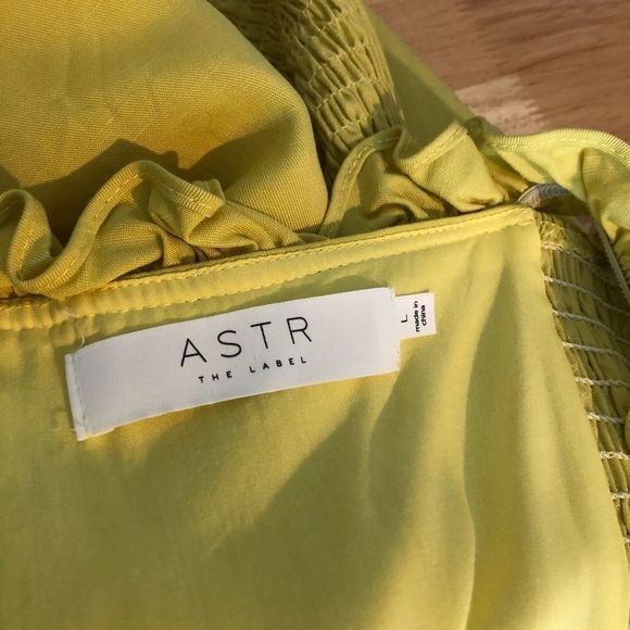 ASTR the Label Renata Yellow Lemon Ruffle Off Shoulder Mini Dress size Large - Picture 10 of 12